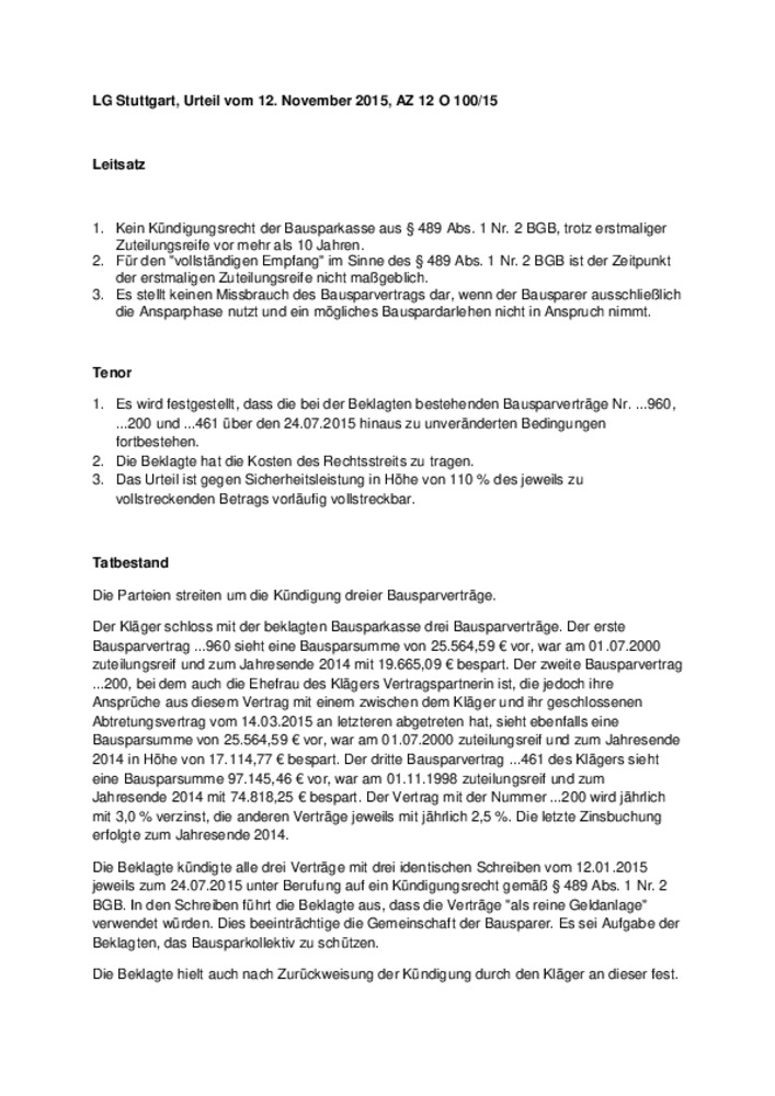 LG Stuttgart, Urteil vom 12. November 2015, AZ 12 O 100_15